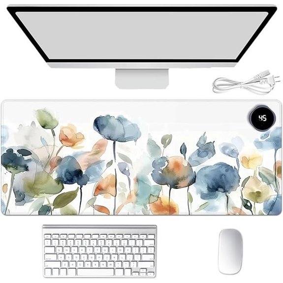 Heated Mouse Pad with Auto Shutoff and Watercolor Design