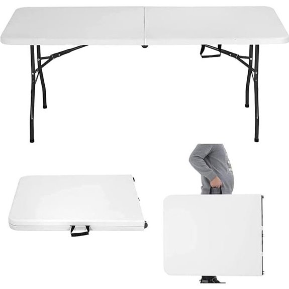 HKLGorg 6 Ft Heavy Duty Plastic Folding Table