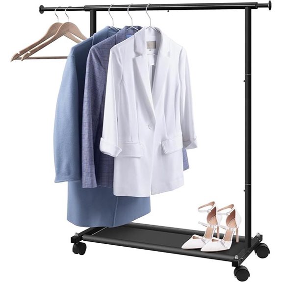 MISSLO Heavy Duty Rolling Clothes Rack with Shelves