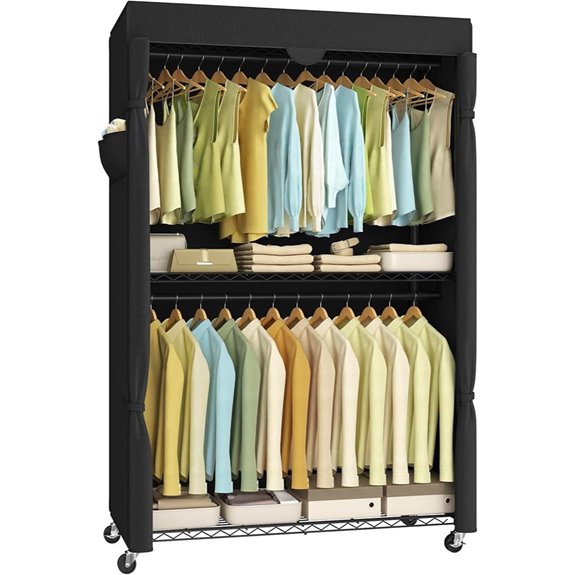 SONGMICS Heavy-Duty Rolling Clothes Rack with Cover