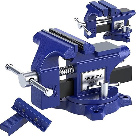 Heavy Duty 4.5-Inch Bench Vise with Swivel and Magnetic Jaw