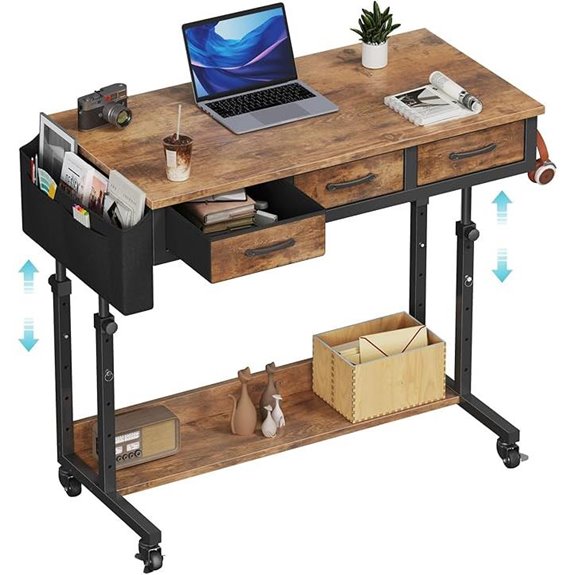 Adjustable Rolling Standing Desk with Storage