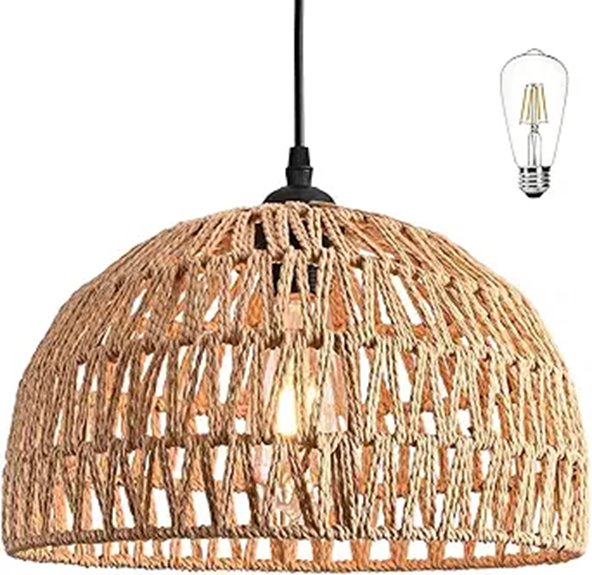 Woven Hemp Pendant Light for Dining & Kitchen