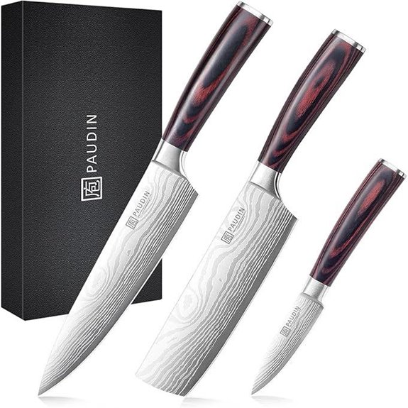 PAUDIN 3-Piece High Carbon Stainless Steel Chef Knife Set
