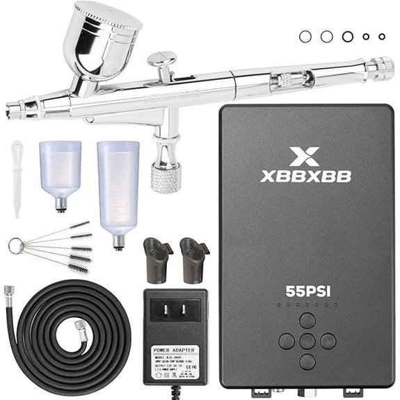 55 PSI Airbrush Kit with Compressor and Adjustable Pressure
