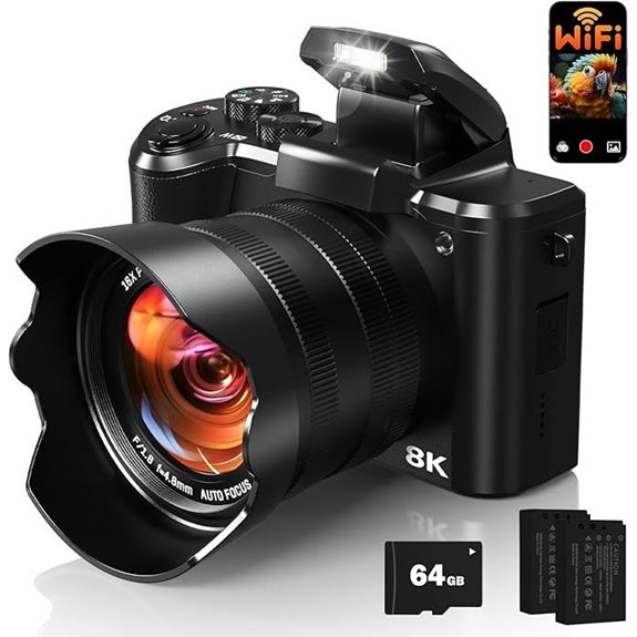 8K WiFi Vlogging Camera with 88MP & Accessories