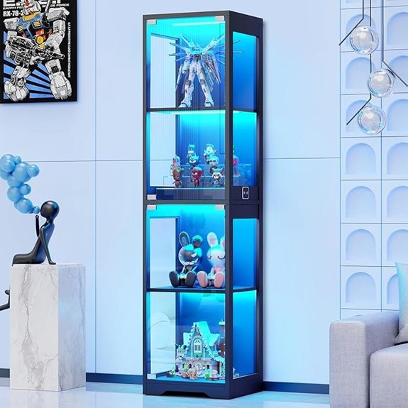 Glass Display Cabinet with Lights and Sensor