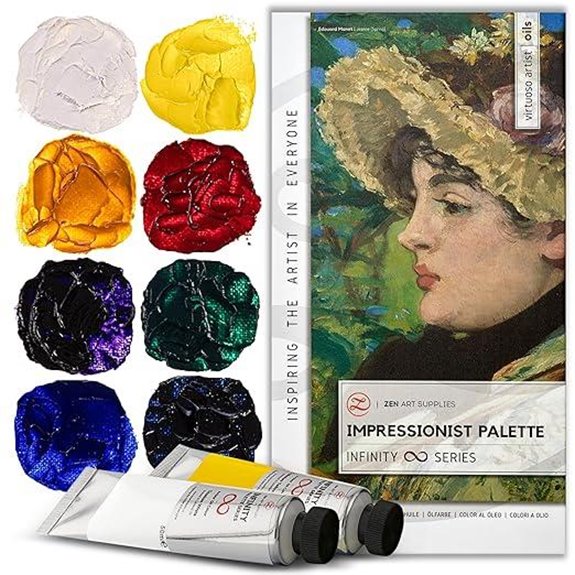 ZenART Impressionist Palette Oil Paint Set (8 Tubes)