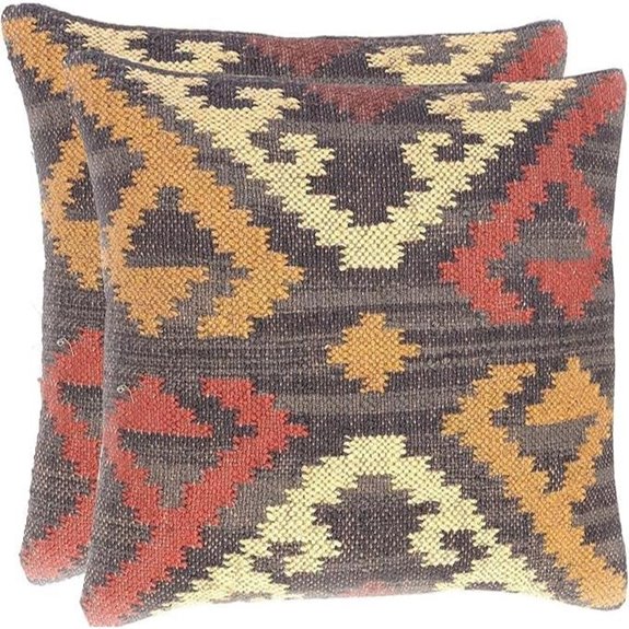 Indian Kilim Cushion Cover Set 18x18 Boho Ethnic