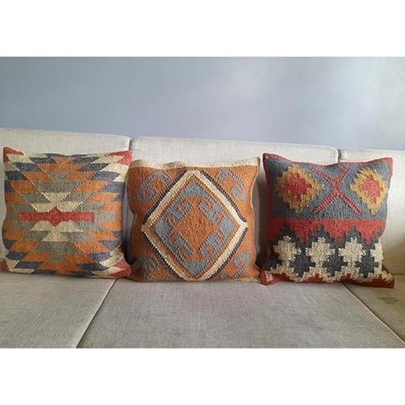 Indian Jute Cushion Cover Set of 3 18x18 Inches
