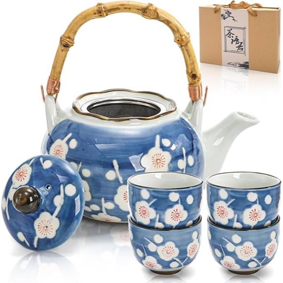Japanese Ceramic Tea Set with Cups and Infuser