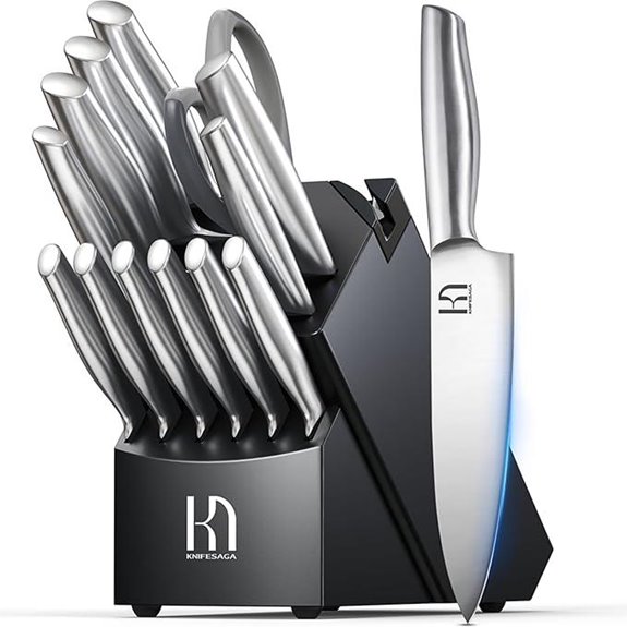 Japanese 14-Piece Kitchen Knife Set with Sharpener