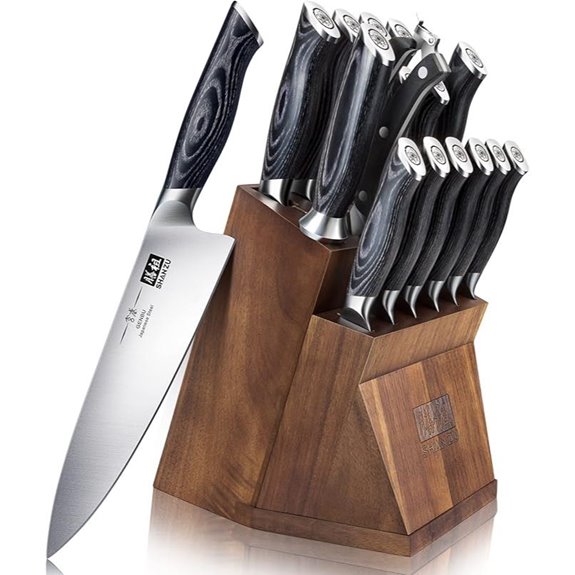 Shan Zu Japanese Steel Kitchen Knife Set with Block