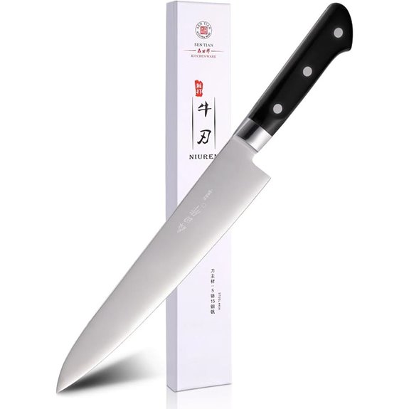 Japanese Chef Knife - 9.5-inch Sushi Knife with Black Handle