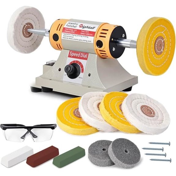 Jewelry Polisher with Cloth Fiber Wheels & Safety Glass