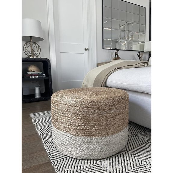 S & L Homes Jute Braided Ottoman Pouf