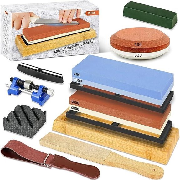 Knife Sharpening Stone Kit with Grits and Guides