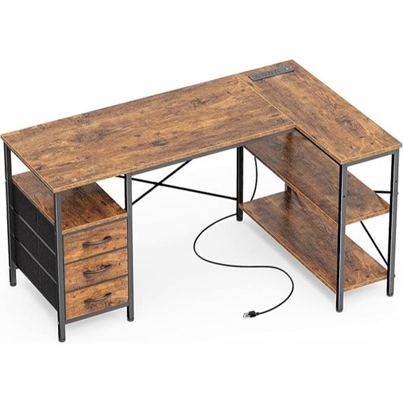 Huuger L-Shaped Office Desk with Power Outlets