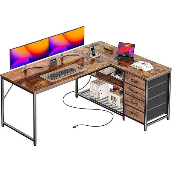 PRAISUN 53 L-Shaped Desk with Power and Storage