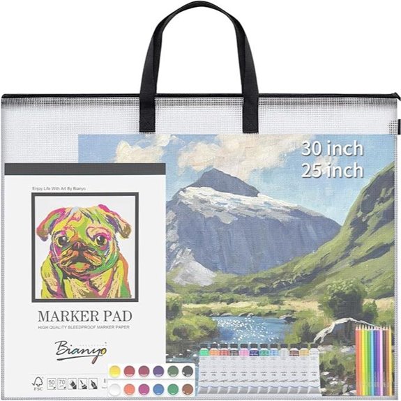 Extra-Large Art Portfolio Bag with Handle and Zipper