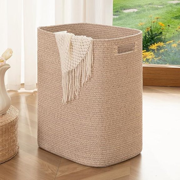 OIAHOMY Cotton Laundry Hamper with Handles Large