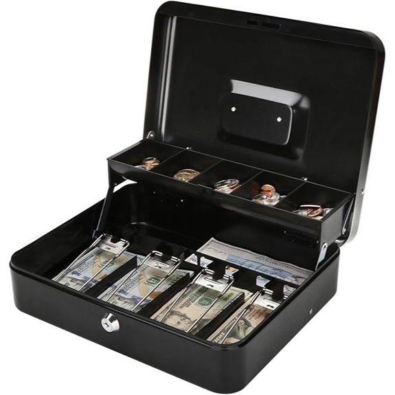 Jssmst Large Locking Cash Box with Money Tray
