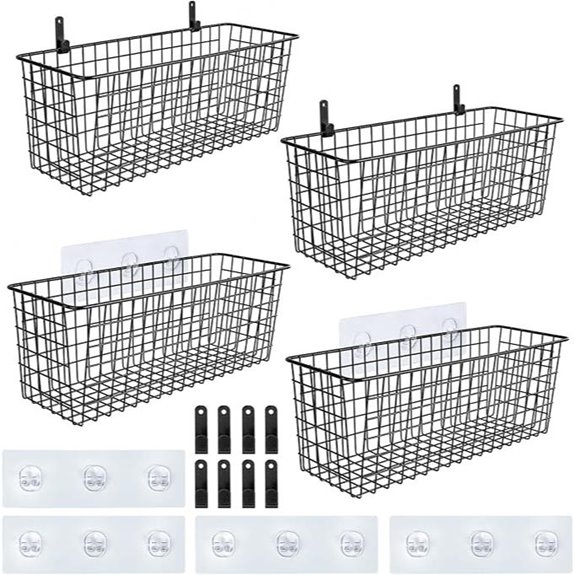 4 Pack Extra Large Wall Mount Storage Baskets