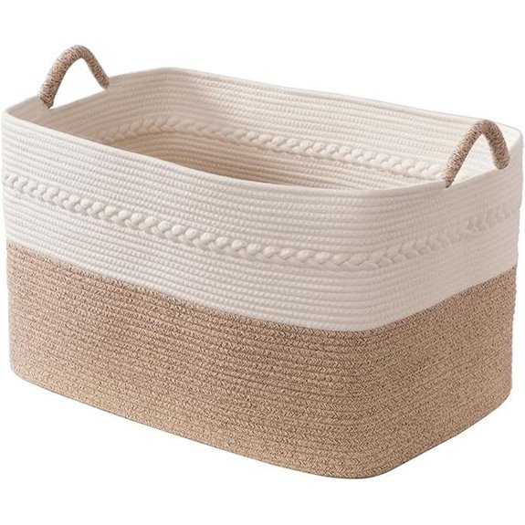 Large Woven Cotton Rope Laundry Basket with Handles