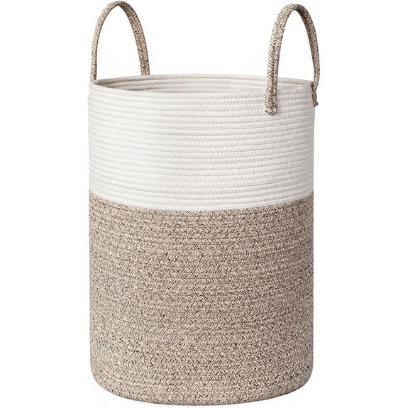 Large Woven Laundry Basket with Cotton Rope Handles