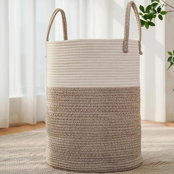 Large Woven Laundry Basket Hamper (60L)