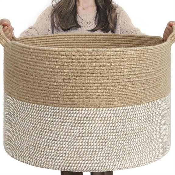 INDRESSME Large Woven Storage Basket with Handles