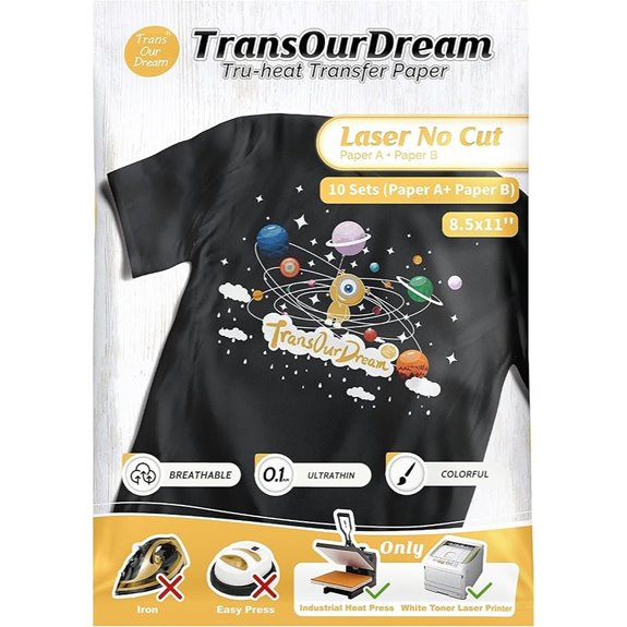 TransOurDream Laser Dark Heat Transfer Paper (10 Sets)