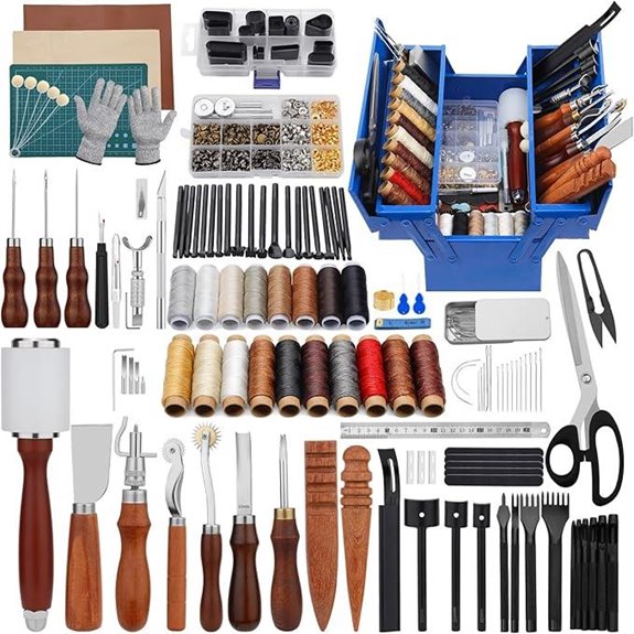 Leather Working Tools Kit with Storage Box