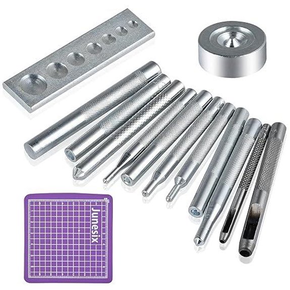 14-Piece Leather Rivet Setting Kit with Non-Slip Base