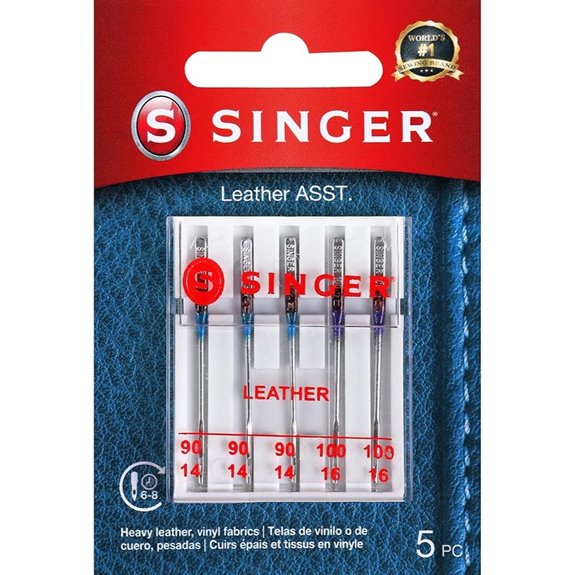 SINGER Leather Sewing Machine Needles Size 90/14 100/16-5 Count