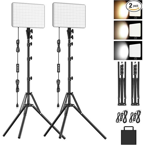 Anautin 2-Pack LED Video Lighting Kit with Tripod