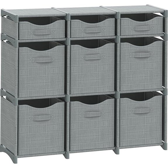 9 Cube Closet Organizer with Drawers (Light Grey)