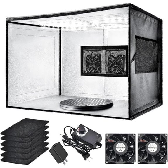 Airbrush Spray Booth with Lights and Turntable