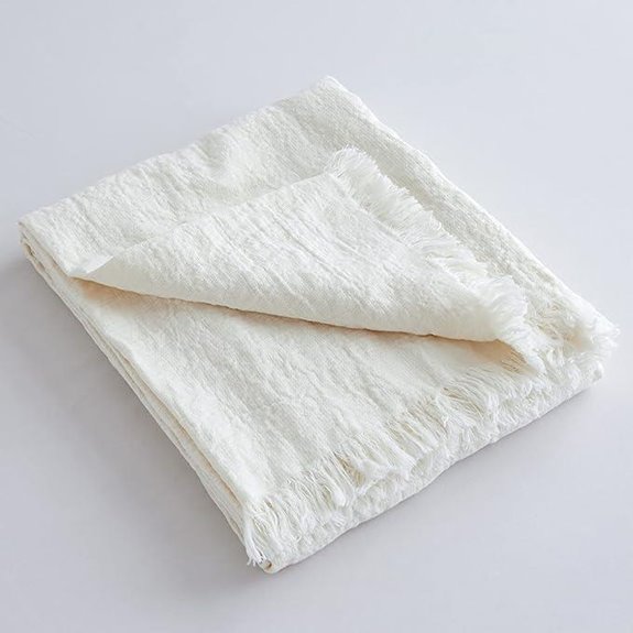 Linen Throw Blanket with Fringe 55x75