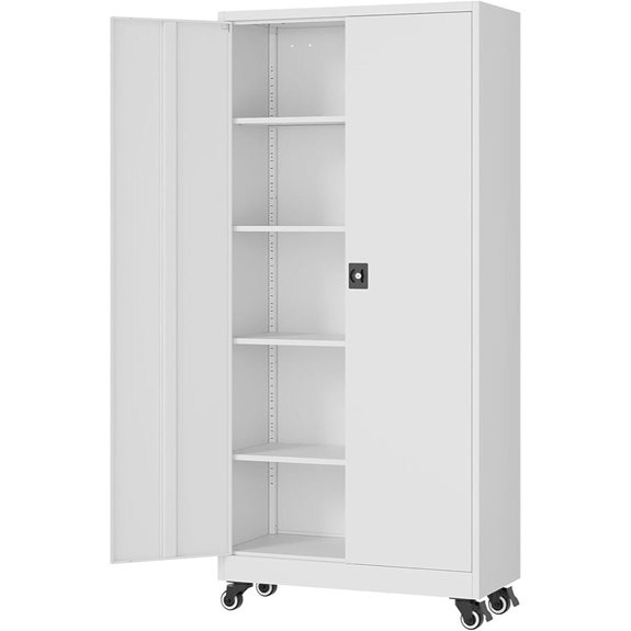 Metal Rolling Storage Cabinet with Lockable Doors