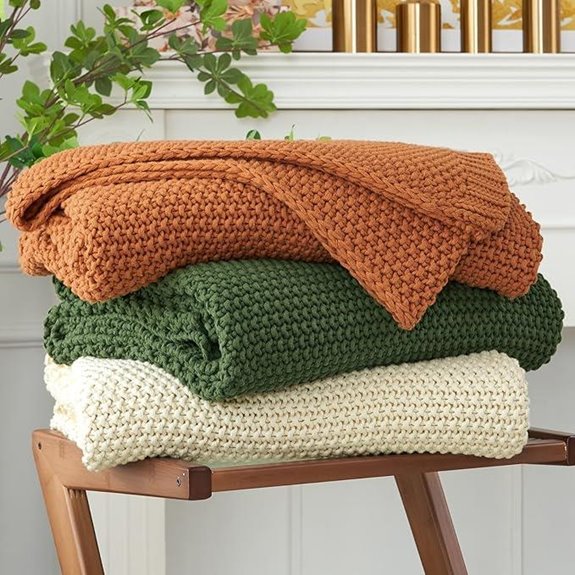 Longhui Organic Cotton Cable Knit Throw Blanket