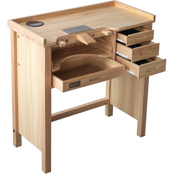 Deluxe Solid Wood Jewelry Workbench with Power Features
