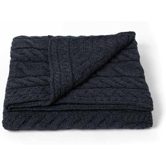 Aran Woollen Mills Merino Wool Cable Throw Blanket