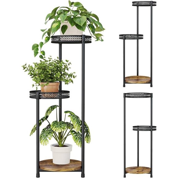 3-Tier Indoor/Outdoor Metal and Wood Plant Stand