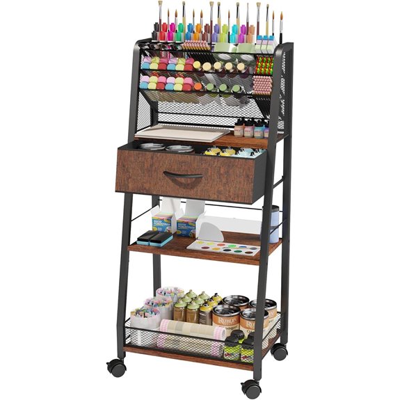 3-Tier Metal Rolling Cart with Storage and Wheels