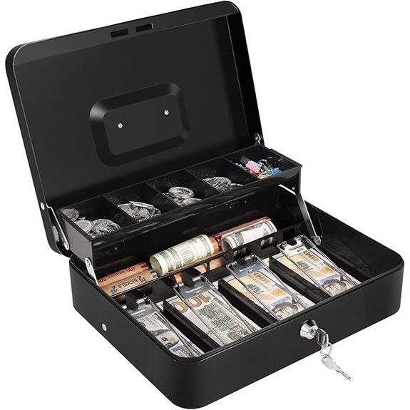 Sumerfnt Metal Locking Cash Box with Tray