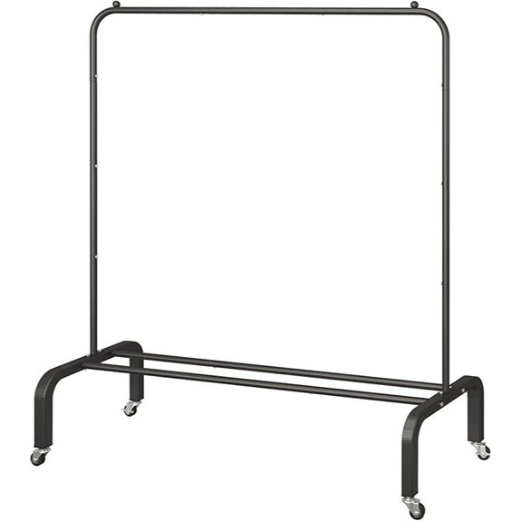 JIUYOTREE Metal Rolling Clothes Rack with Shelf