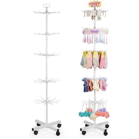 5-Tier Metal Jewelry Display Stand with Wheels