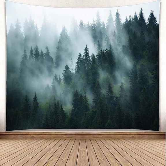 YISURE Misty Forest Tapestry Wall Art 120x90