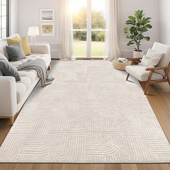 Pauwer 8x10 Washable Modern Beige Area Rug